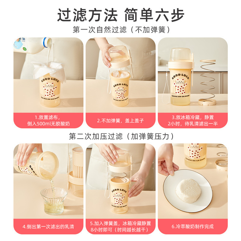 回転式ヨーグルトフィルター、チーズフィルター、ホエイ水出し分離フィルター、水切り容器、多目的フルーツカップ|undefined