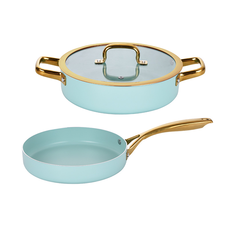 논스틱 팬 3종 세트(24x4.5 프라이팬(뚜껑 없음) + 24x7.0 냄비(뚜껑 포함))