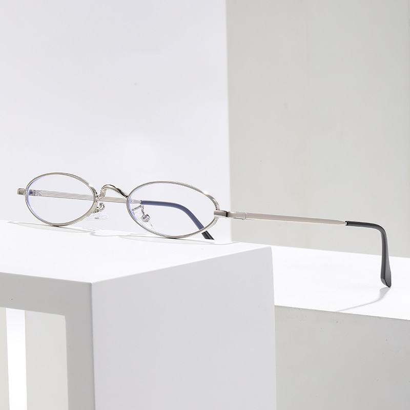 Gafas de lectura de maquillaje de moda para mujer con marco pequeño ovalado de metal ultraligero, gafas de lectura de moda de alta definición anti-luz azul de mediana edad y ancianos