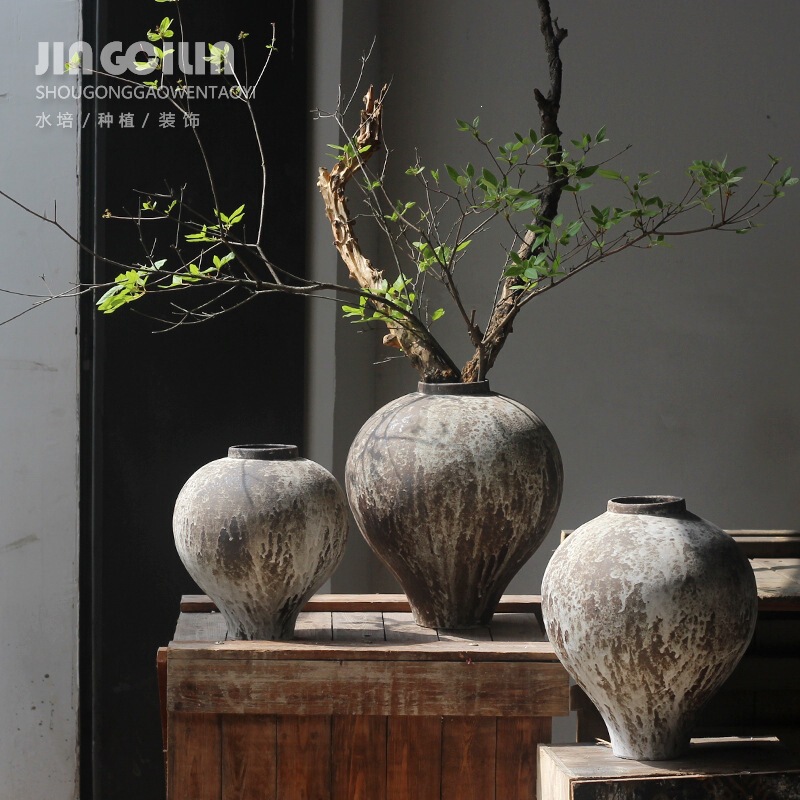 Ceramic Vase for Homestay, New Chinese-Style Ceramic Flower Pot for Dried Flowers, Home Decor, Rustic Pottery, Wabi-Sabi Style, Vintage Vase, Pottery Ware Ceramic Vase for Homestay, New Chinese-Style Ceramic Flower Pot for Dried Flowers, Home Decor, Rustic Pottery, Wabi-Sabi Style, Vintage Vase, Pottery Ware