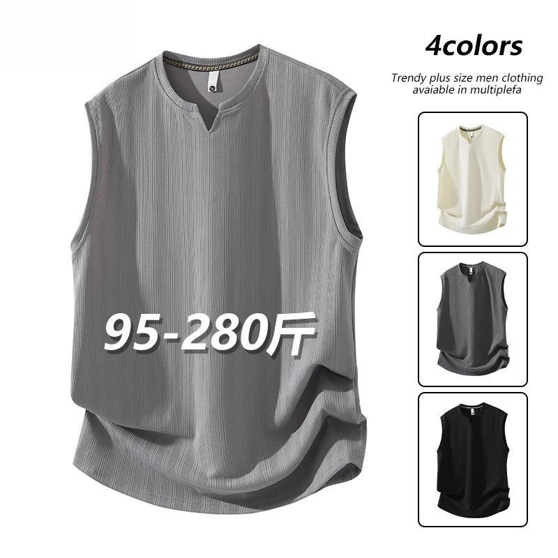 Large Size Ice Silk Sleeveless T-Shirt for Men, Summer Loose Breathable Vest, Sports Casual V-Neck Tank Top Large Size Ice Silk Sleeveless T-Shirt for Men, Summer Loose Breathable Vest, Sports Casual V-Neck Tank Top