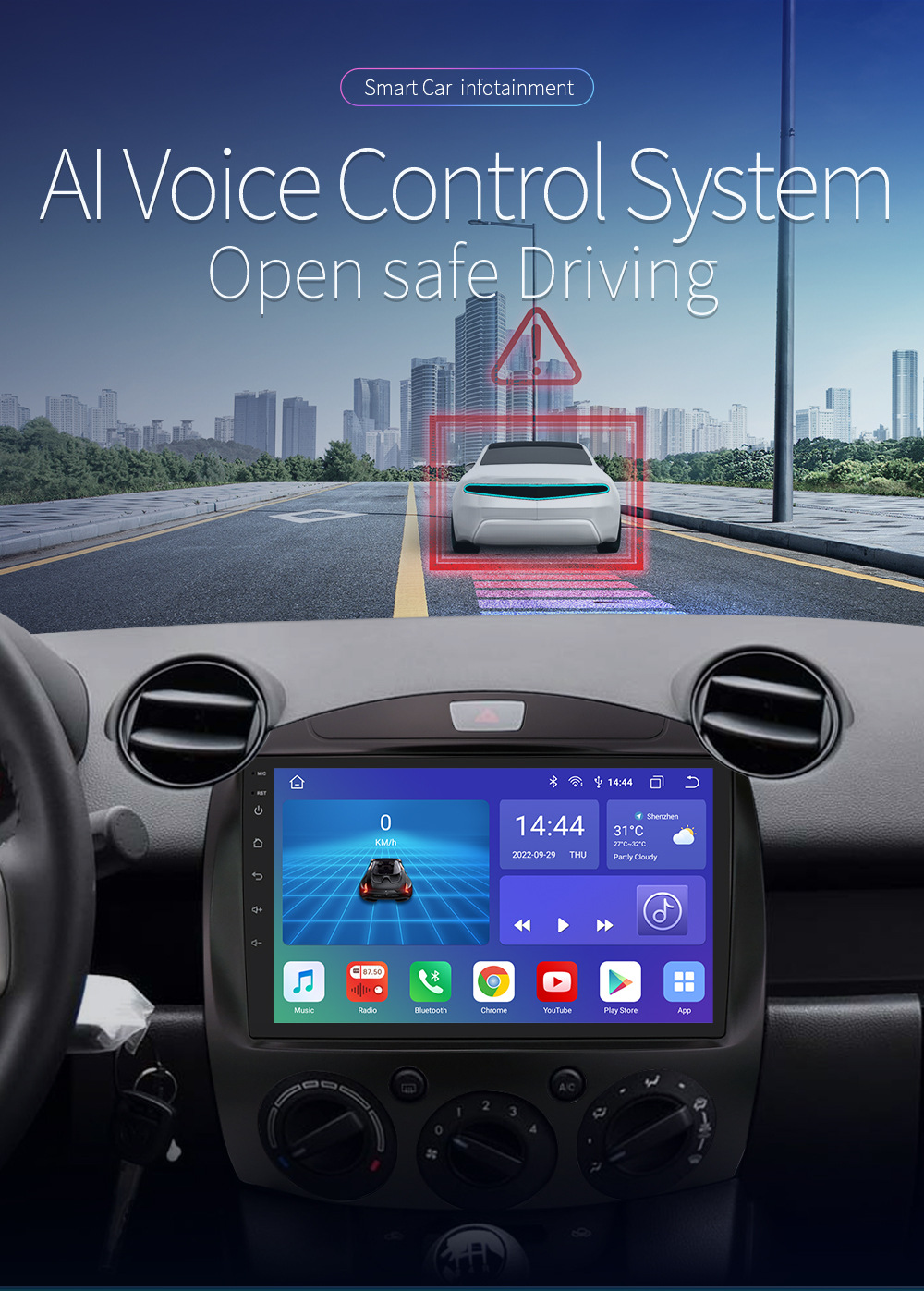 9inch Android Large Screen Suitable for 07-14 Mazda 2 Car Mp5 Intelligent Navigation Gps All-In-One Machine