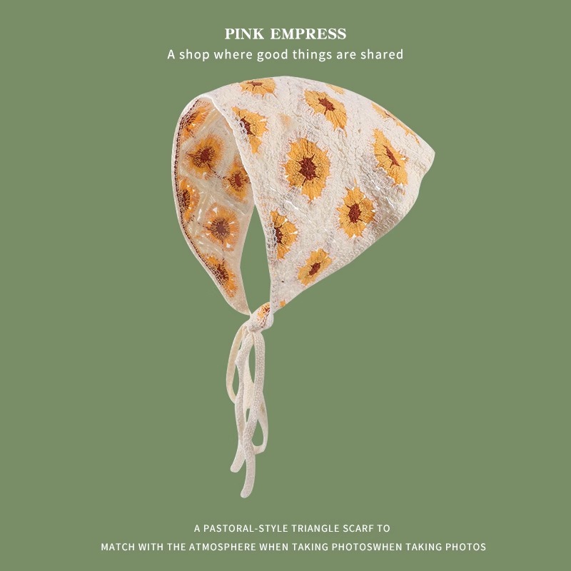 Francés estilo pastoral toallas triangulares de estilo de verano bufandas de seda de moda delgadas tempestad retro bufandas de encaje correa de pelo