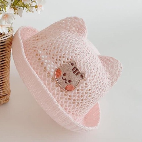 ins style Korean children's sunshade hollow summer mesh soft brim beach hat cute baby breathable cuff hat