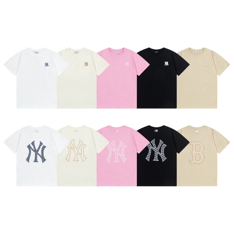 Foreign Trade Cross-Border Mlb High-End Version 26Ss New Short-Sleeve Embroidered Printed Casual Versatile T-Shirt for Couples, Unisex Foreign Trade Cross-Border Mlb High-End Version 26Ss New Short-Sleeve Embroidered Printed Casual Versatile T-Shirt for Couples, Unisex