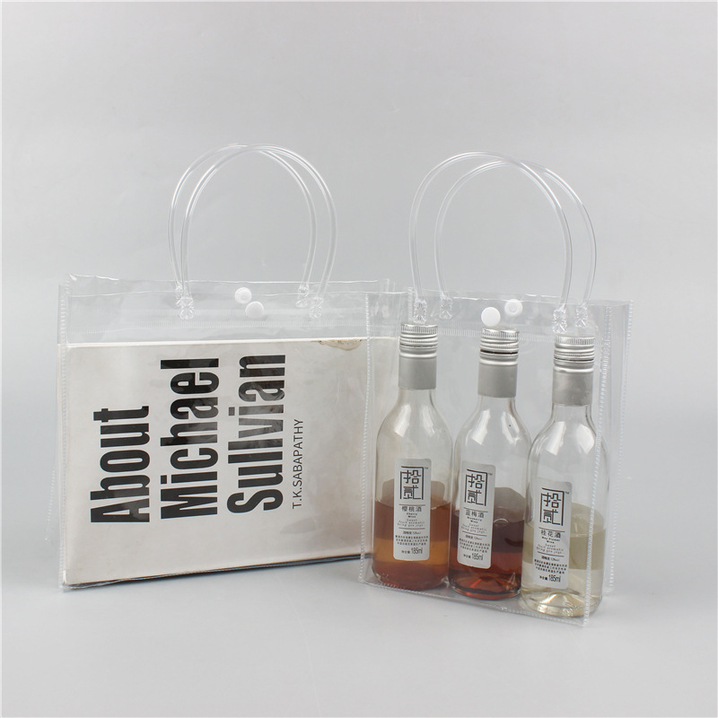 PVC手提袋透明网红塑料手挽袋奶茶喜糖礼品外卖服装袋现货定 制