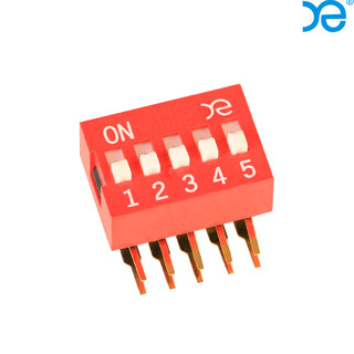 DSDA05LHGET/NDA-05V KE/SZL 5位2.54MM间距红色镀金弯脚侧拨拨动