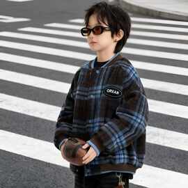 男童棉服2025冬季新款中大童格子棒球服儿童加厚棉衣外套潮流百搭