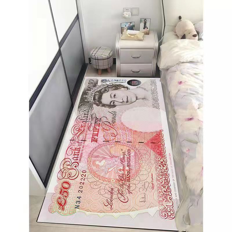 Creative banknote dollar carpet bedroom non-slip bedside blanket living room decoration sofa coffee table mat thickened stain-resistant