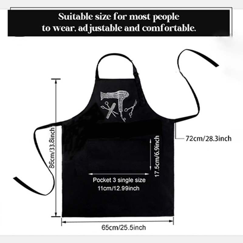 Transfronterizo Amazon venta caliente delantal de poliéster moda de diamantes calientes antiincrustante corte de pelo peluquero trabajo delantal al por mayor personalizado