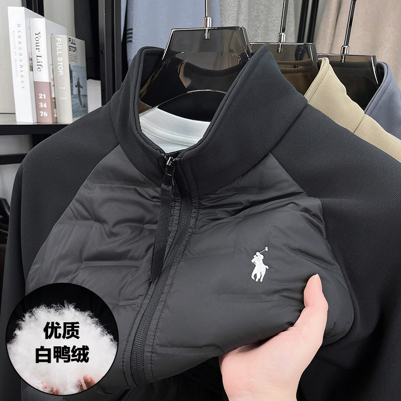 National Standard 50 Velvet Paul White Duck down Men's down Jacket 2025 Winter Spliced ​​Stand Collar Warm Jacket Jacket for Men