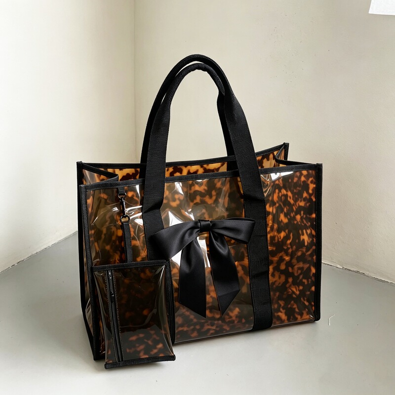 Large Capacity PVC Leopard Print Shoulder Bag Printed Tote Bag Anti Fruit Jelly Bag fashion Handbag Large Capacity PVC Leopard Print Shoulder Bag Printed Tote Bag Anti Fruit Jelly Bag fashion Handbag