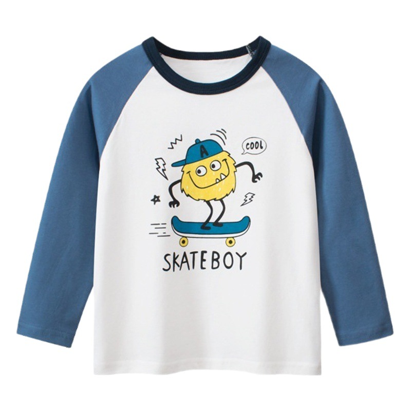 27kids Nueva Colección Otoño 2024 Ropa Infantil Transfronteriza Estilo Coreano Camiseta de Manga Larga para Niños Ropa de Bebé para Niños Pequeños Dropshipping