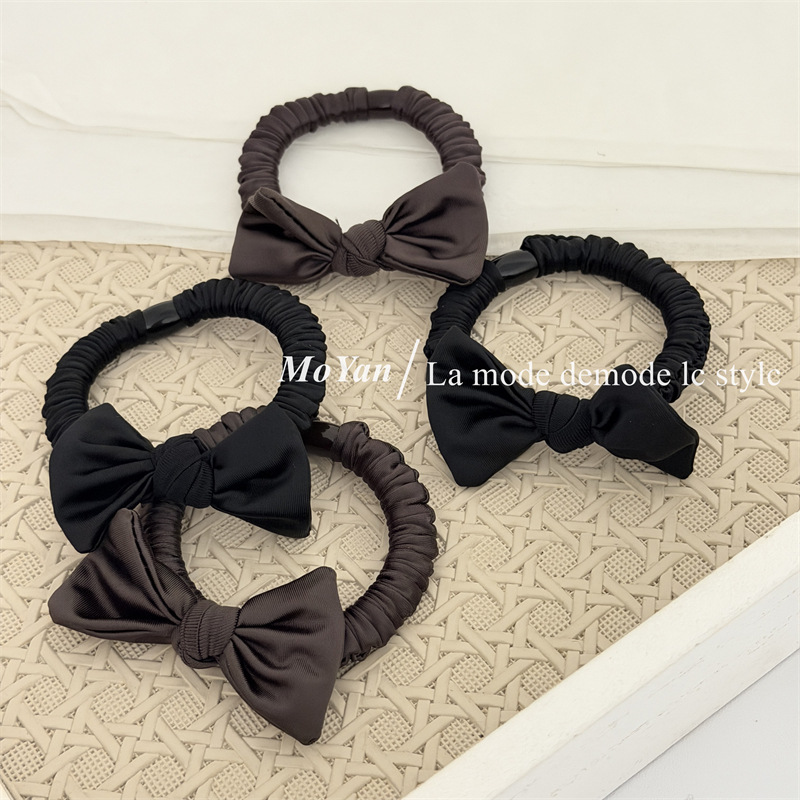 韩版简约丝滑布艺蝴蝶结发圈高级感复古扎头绳气质百搭橡皮筋发绳