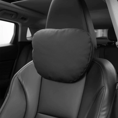Nappa Leather Car Headrest Car Neck Pillow Car Lumbar Support Nappa Leather Waist Protector Car Cushion Punching Imported (Headrest) - nappa-leather-black-headrest