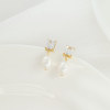 Fashionable zirconium stainless steel from pearl, brand earrings, European style, light luxury style