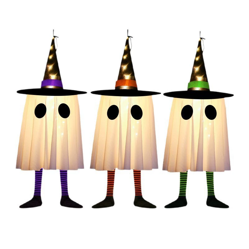 Светящаяся шляпа волшебника на Хэллоуин, подвесной светодиодный фонарь с призраком, подвеска для украшения атмосферы ужасов на Хэллоуин