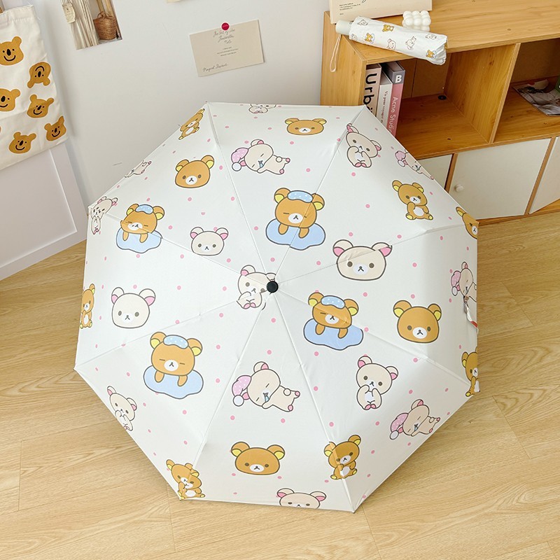 韓国インズリラックマ傘晴雨兼用 70% off 8本骨折りたたみ傘日焼け止め UV ビニール日傘|undefined