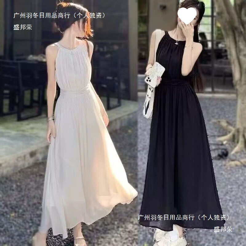 Французское платье на подтяжках с воротником-стойкой для женщин, новый летний стиль, французский стиль, красивое длинное платье для отдыха на море