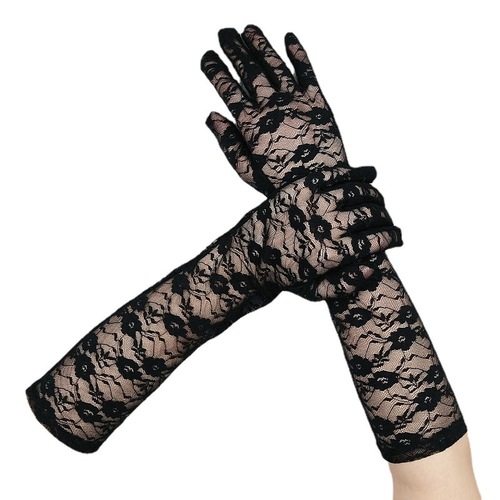 Black white red latin jazz ballroom dance Lace gloves wedding party bridal gloves long ladies photos shooting nightclub bar performance gloves sexy