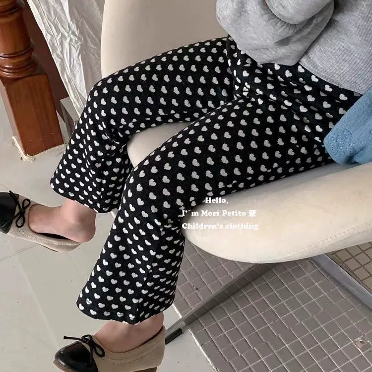 Children's thin black flared trousers for leisure, children's clothing, new collection, western style
