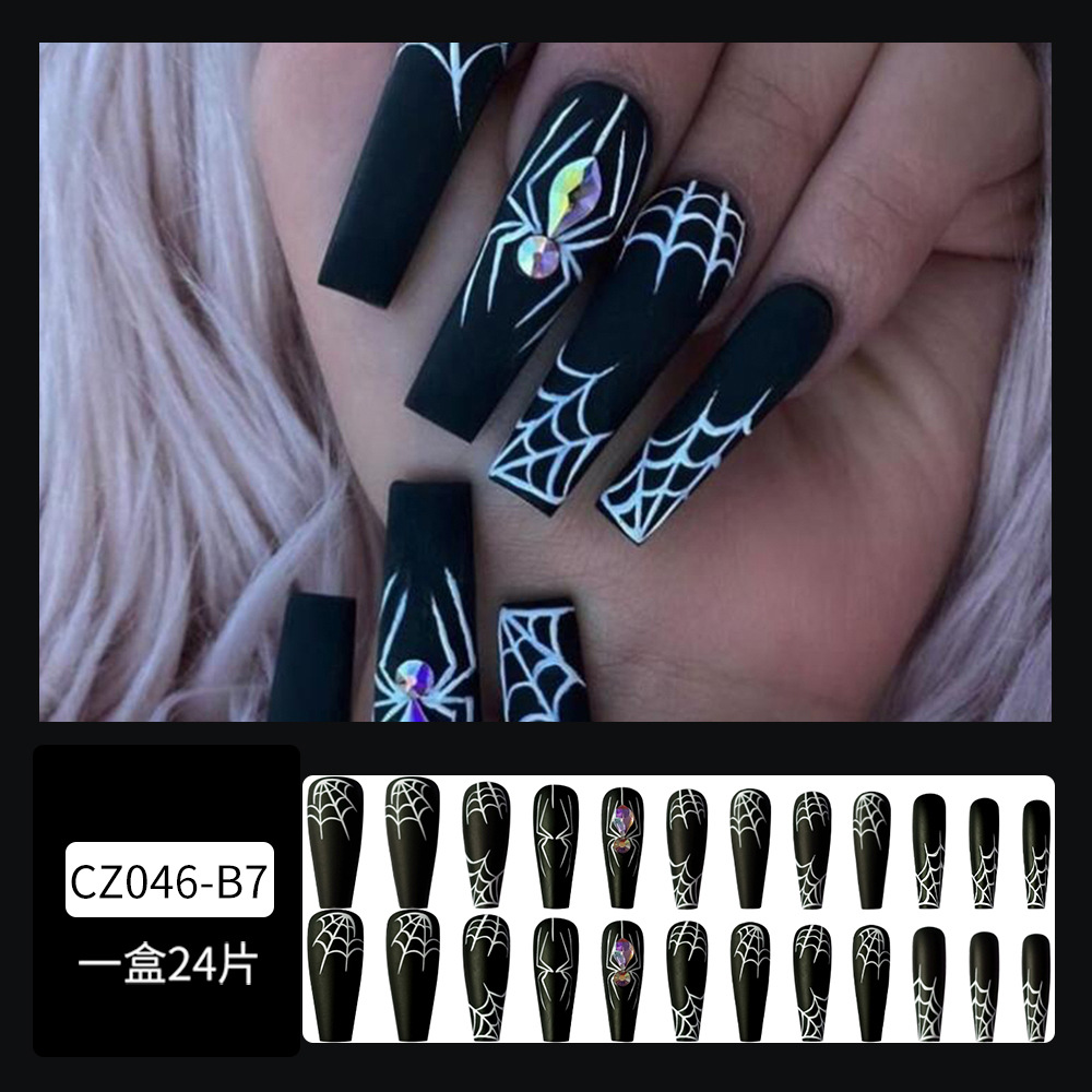 Araña oscura de Halloween desgaste de uñas dulce pieza de uñas fresco parche de uñas falso desgaste de uñas producto terminado al por mayor image 7