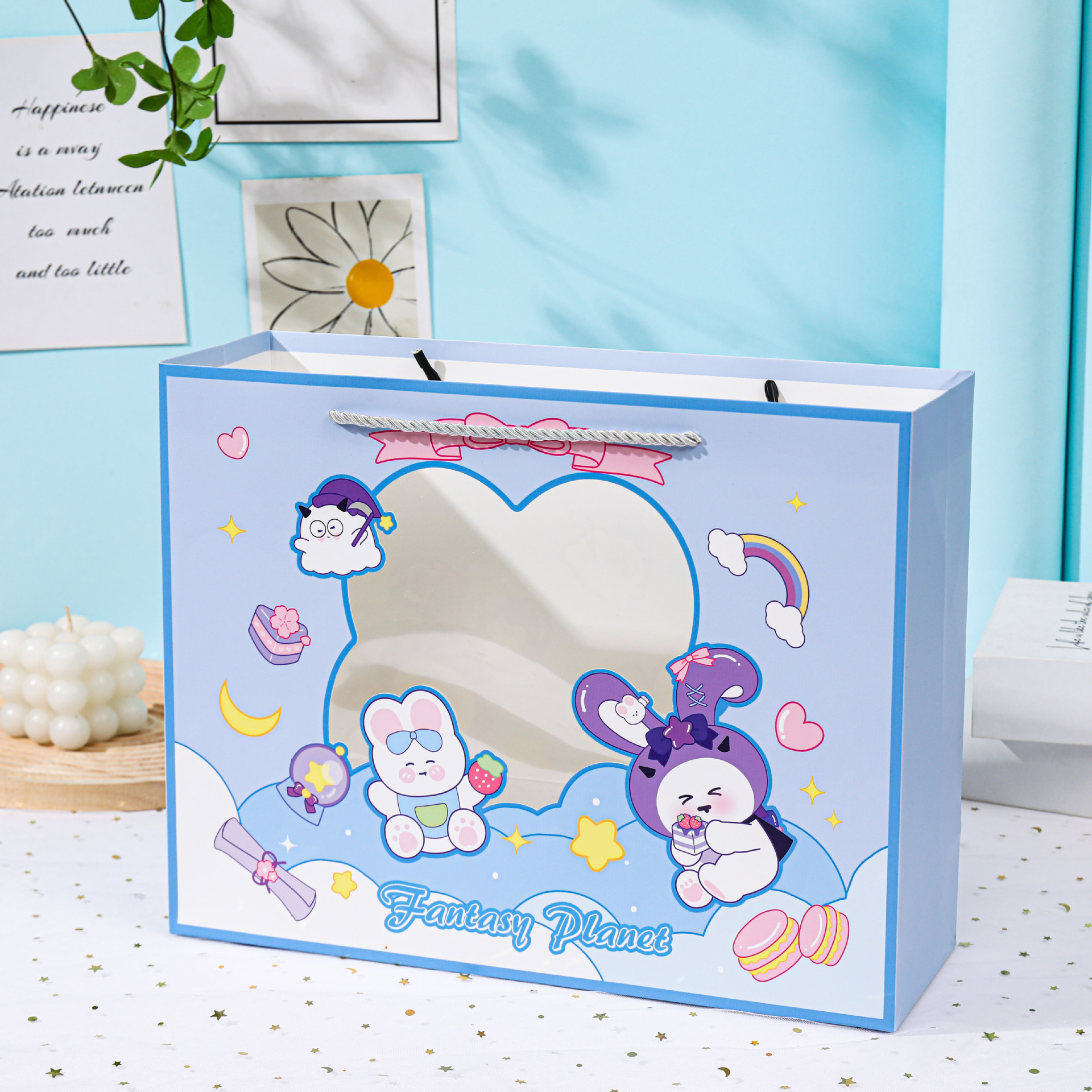 파란색; 흰색 판지; 19.5*14.5*8.5