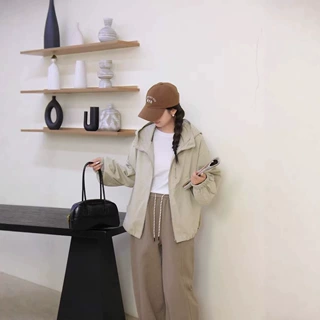 bq3102连帽长袖时尚拉链外套女春季新款宽松显瘦百搭洋气减龄上衣