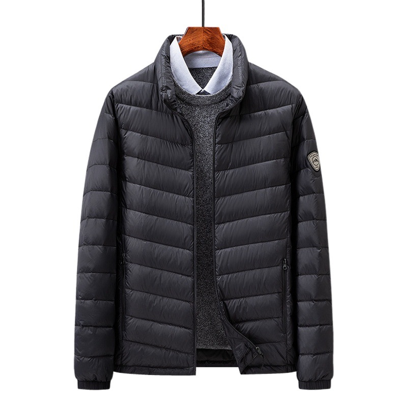 90% pato blanco abajo chaqueta soporte collar nuevo estilo moda delgada manga larga chaqueta con forro logo se puede imprimir