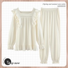 睡衣女春秋冬季长袖套装ins公主风复古宫廷风女士家居服一件代发