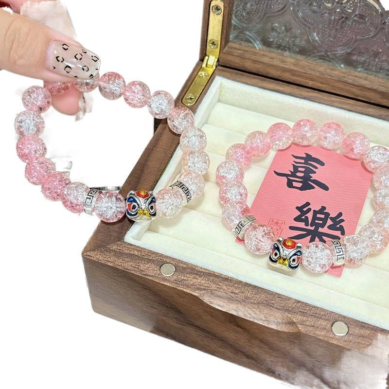 新款吉祥醒狮爆花珠女国潮男女情侣手饰好运配饰手串|undefined
