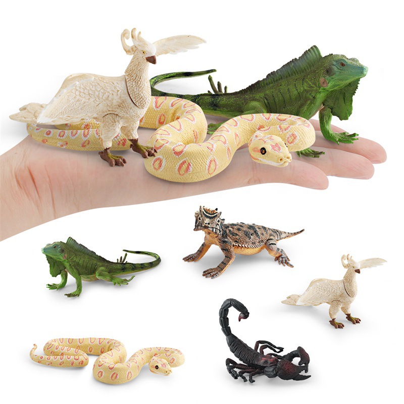 Cross-border simulación bosque animal modelo infantil cognitivo blanco Phoenix verde iguana escorpión Python cuerno lagarto escritorio Decoración
