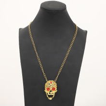 欧美项链时尚饰品骷髅头项链百搭复古是十字架镶钻长款毛衣链
