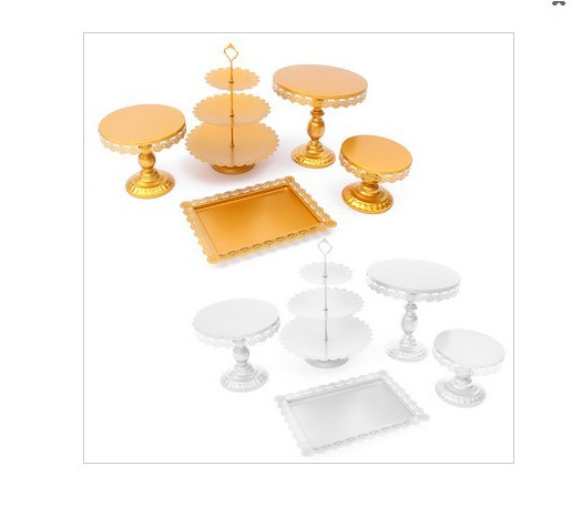 Decoración de la mesa de postres de boda con cristal estante de postres europeo estante de pastel estante de hierro forjado multicapa