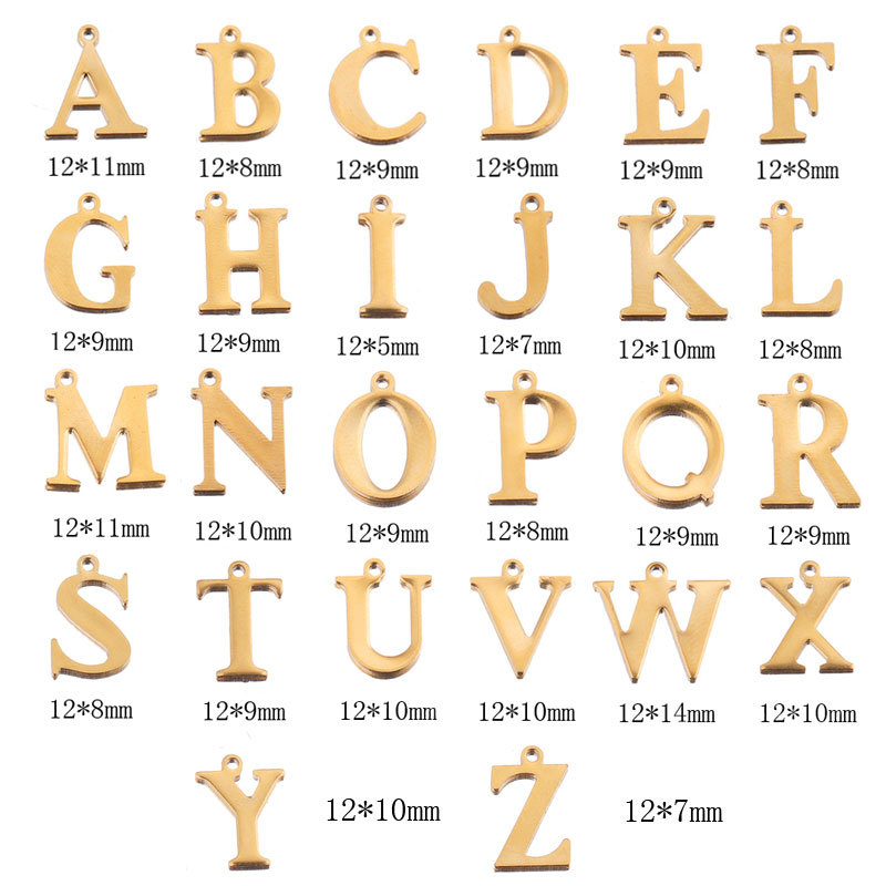 18K electrochapado 26 letras de acero inoxidable colgante pulsera collar Inglés letras colgante DIY accesorios de la joyería