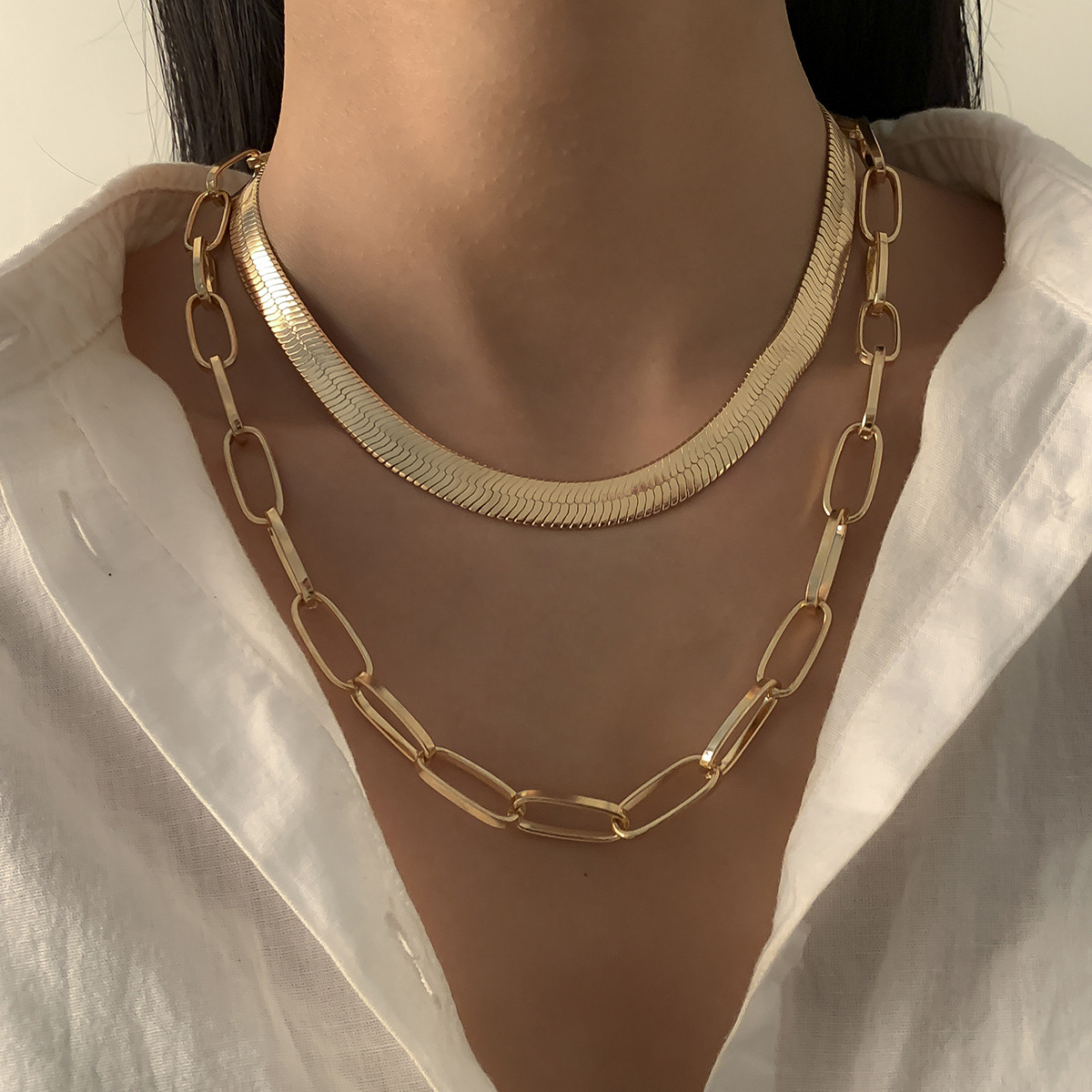 Trendy Street Style Hollow Chain Necklac...