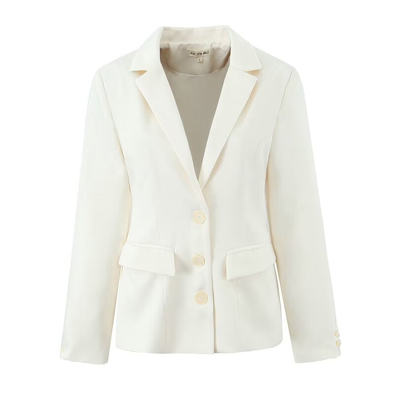 European and American 2024 Summer New Retro Solid Color Single-Breasted Long-Sleeved Waist Simple Thickened Blazer Wholesale