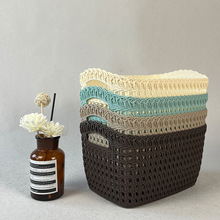 桌面方形编织收纳筐收纳篮浴室厨房零食化妆品收纳置物架大中小号