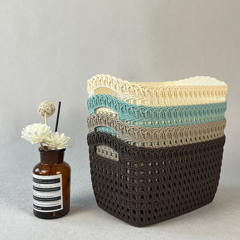 Desktop Square Woven Storage Basket Bathroom Kitchen Snack Cosmetics Storage Rack Large, Medium and Small Desktop Square Woven Storage Basket Bathroom Kitchen Snack Cosmetics Storage Rack Large, Medium and Small