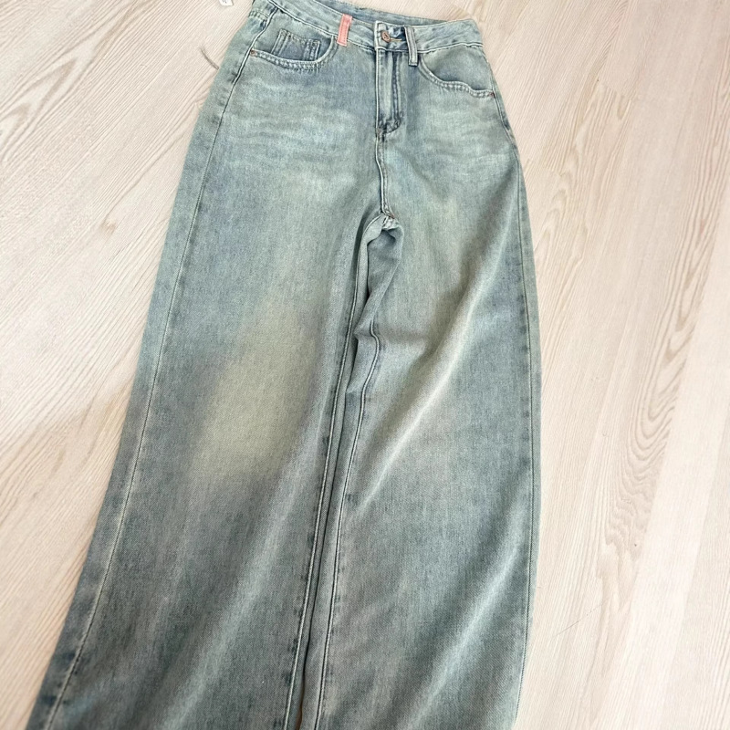 Spring and Summer New Style Hong Kong Style Loose Pocket Letter Embroidery Designer Jeans