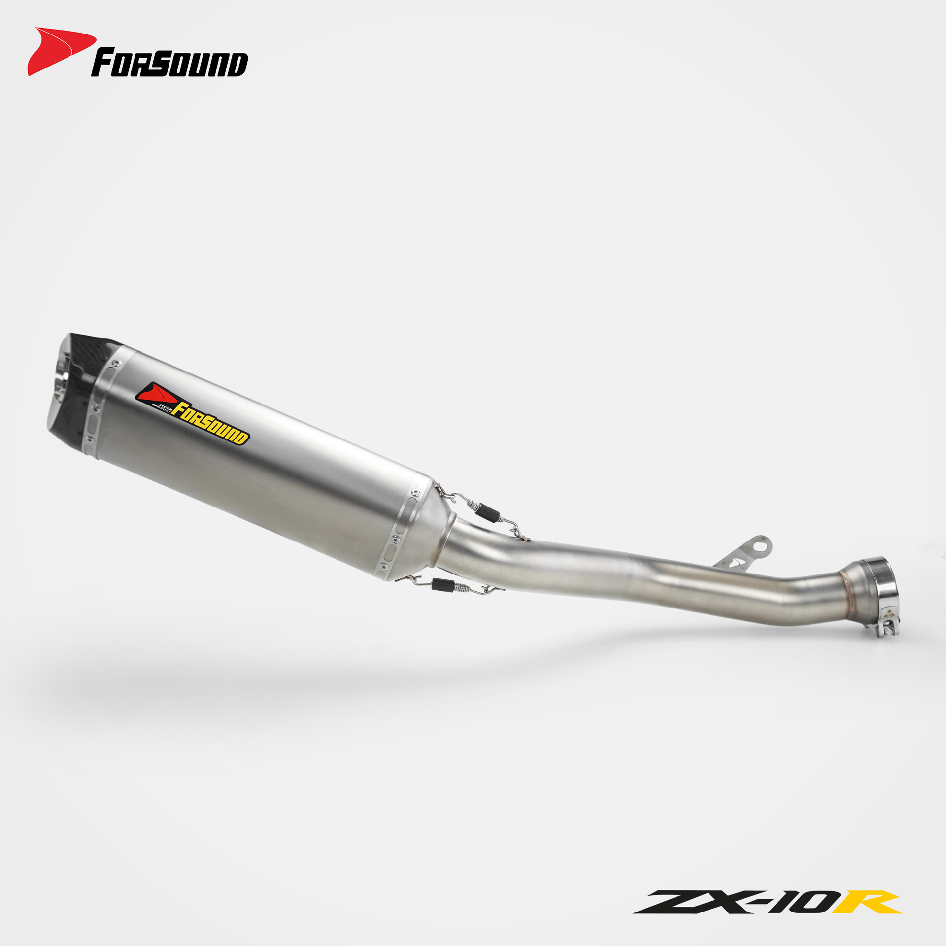 KAWASAKI ZX-10R Big Bull modified exhaust mid and tail section, Grav's titanium alloy stainless steel carbon