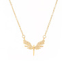 Angel wings, necklace, stone inlay, zirconium, golden pendant, wholesale