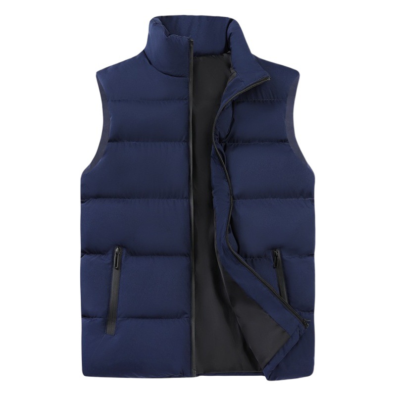 Chaleco para hombre transfronterizo para otoño e invierno, chaleco sin mangas grueso con cuello alto, chaqueta cortavientos para hombre, chaleco cálido de algodón, gilet.