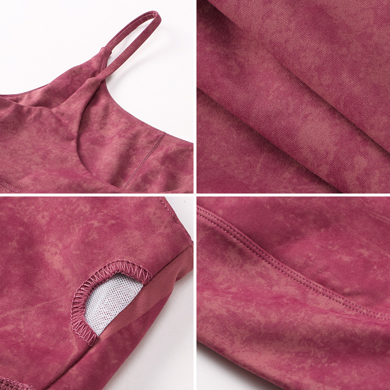 女士瑜伽服背心 印花高弹紧身健身文胸带胸垫裸感运动内衣12725