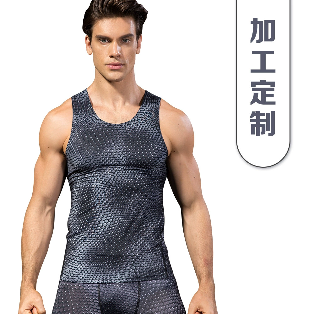 Обработка пользовательских OEM/ODM OEM мужской трехмерный Печатный жилет фитнес работает плотная быстросохнущая одежда 4021