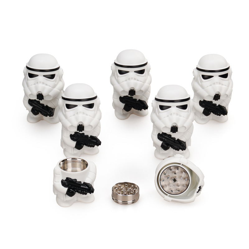 Nuevos productos transfronterizos Star Wars Black and White Soldado Blanco Samurai Molino de aleación de zinc Molino de humo de metal de tres capas Molino de humo image 5