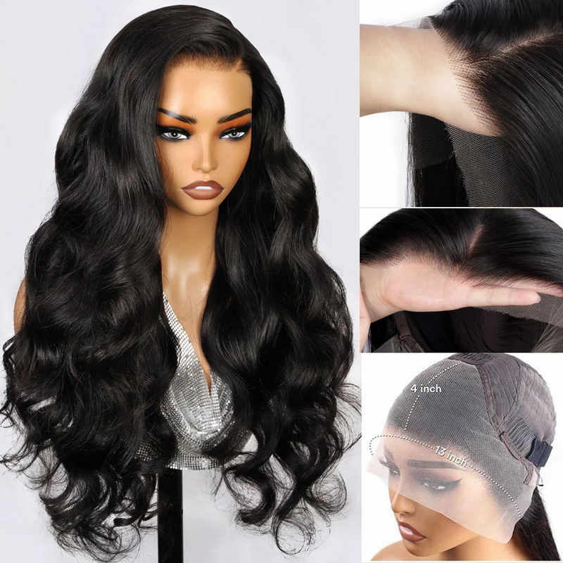 Large wave free split large roll front lace whole top wig headgear foreign trade export lace wig