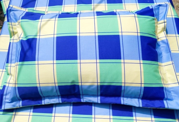 4 색 격자 무늬 두꺼운 베갯잇이