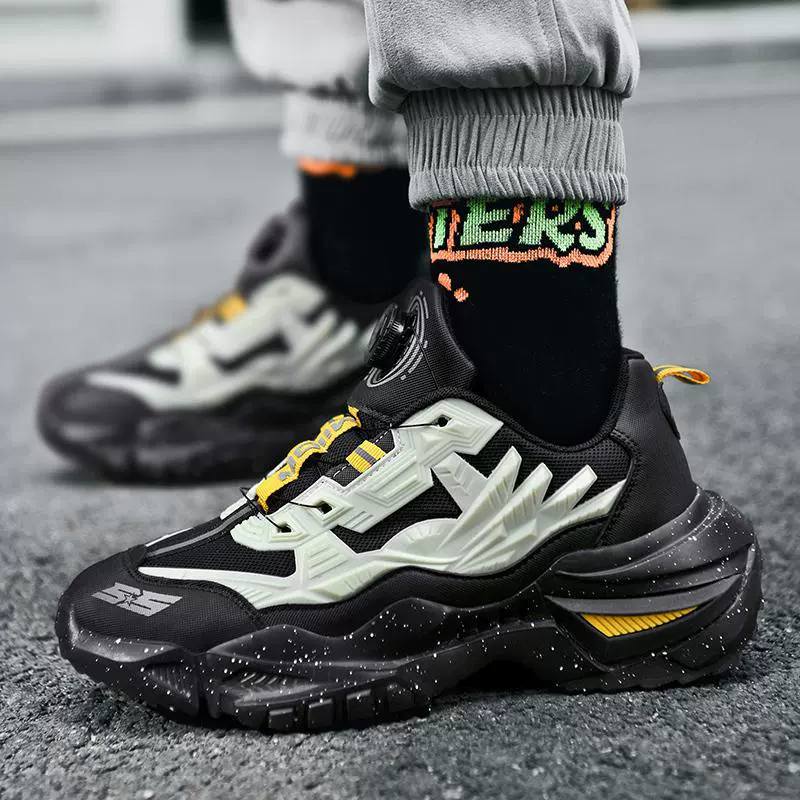 Спортивная обувь мужская 2024 вращающаяся пуговица внешняя торговля обувь большого размера папы пара беговая дорожка броня обувь мужская обувь оптом