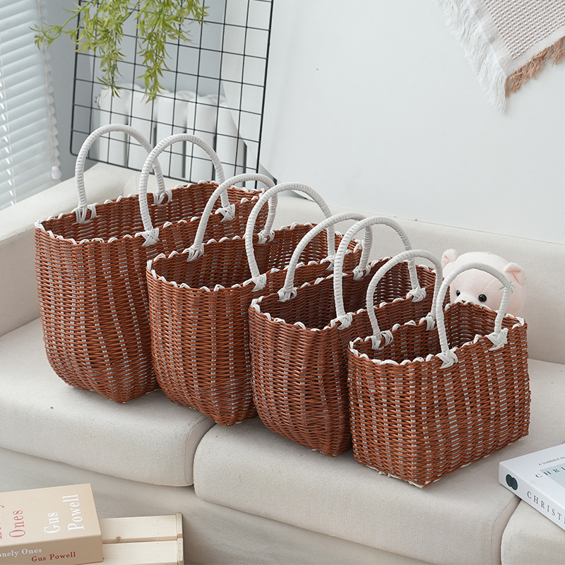 Storage Picking Woven Portable Bath Plastic Vegetable Shopping Basket, Home Use_voghion.com